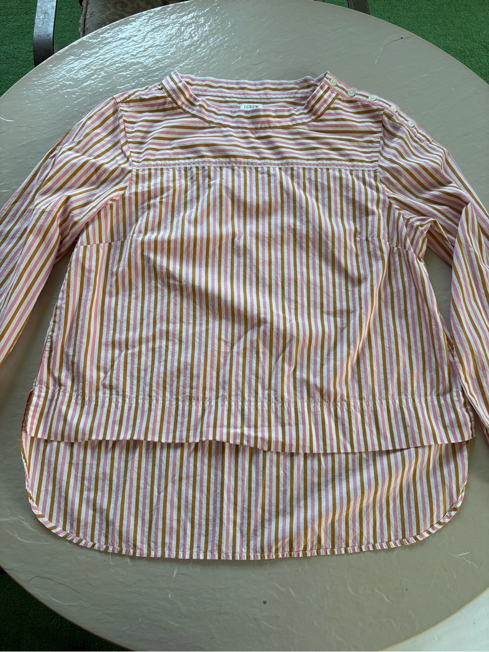 J.Crew woman’s Striped Long-Sleeve Top in Pink and Orange